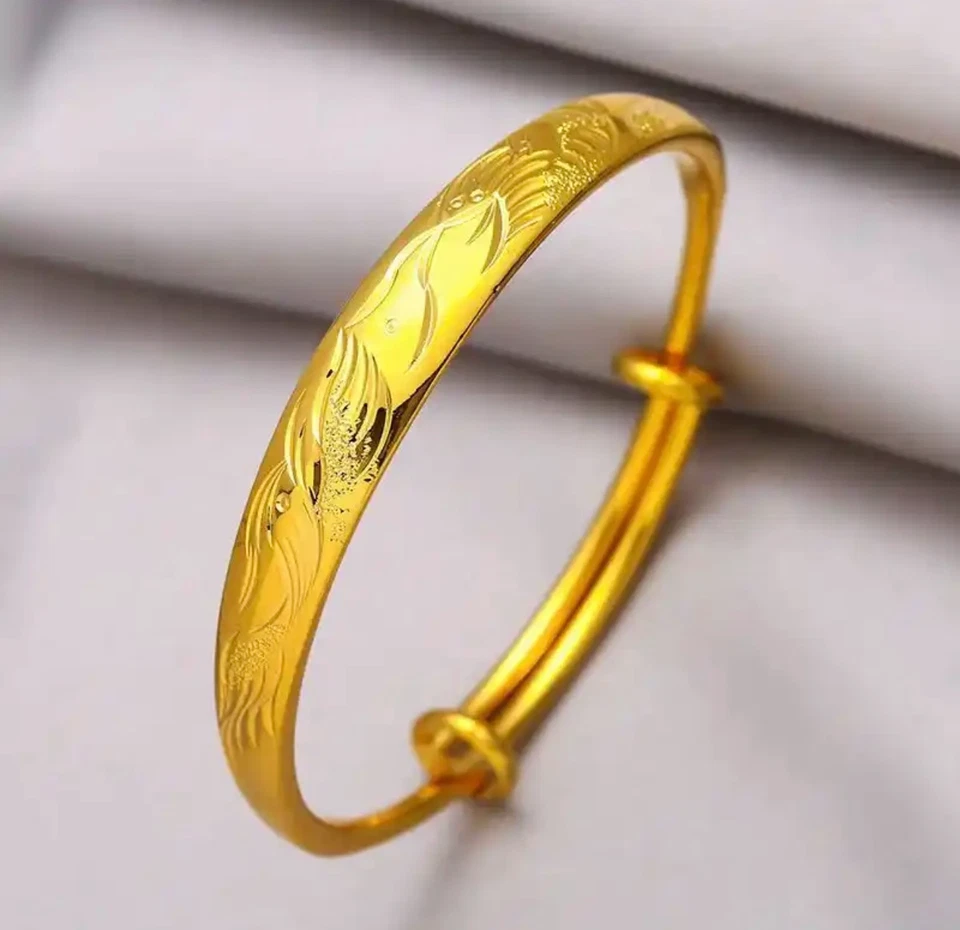 24ct/9ct Yellow Gold GF Ladies Carved Designer Bracelet Bangle - Image 2 of 2