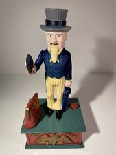 Vintage Uncle Sam Mechanical Coin Bank 1975 Emson Inc Hong Kong WORKING