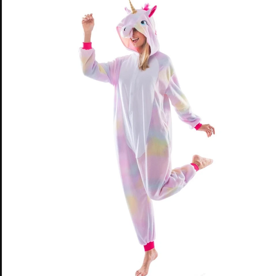 Spooktacular Creations 成人 L 码独角兽服装彩虹连体睡衣 — 第 2/4 张图片