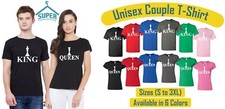 Camiseta para Pareja a Juego KING QUEEN AJEDREZ BLANCO Crear HECHA A MANO Camiseta para Pareja