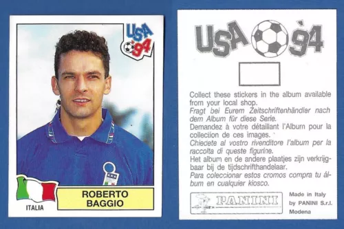 FIGURINA CALCIATORI PANINI USA 94 - NUOVA/NEW - N.314 ROBERTO BAGGIO - ITALIA