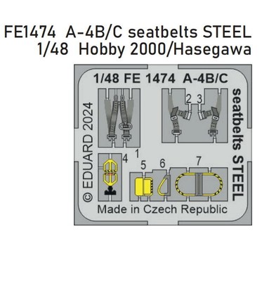 Eduard 1/48 Douglas A-4B/C Skyhawk Seatbelts PE for Hobby 2000 / Hasegawa kits