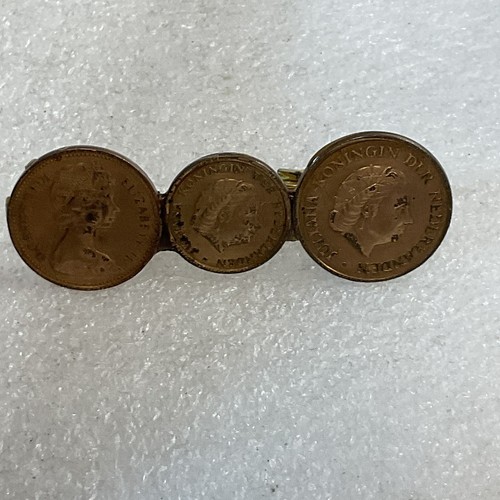 Hand Made 3 Coin Tie Clip Clasp Nederlands England Gnumismatist - Picture 2 of 15