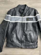 Vintage Men’s Hot Leather Black Cafe Racer Biker Motorcycle Jacket Size 44 Heavy