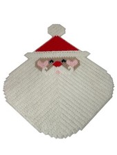 Vintage Plastic Canvas Needlepoint Santa Claus Face Completed Christmas 12" x 9"