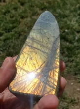 Labradorite Crystal Freeform , Yellow Glashes Desk Decor 390g