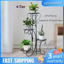 4 Tier Metal Flower Pot Plant Stand Display Shelf Multilayer Rack Indoor Outdoor
