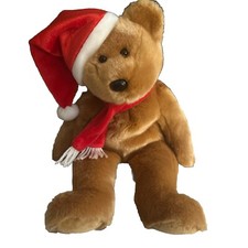 Ty Beanie Buddy Holiday Teddy Bear 13" Plush Santa Hat Christmas 2001 Y2K
