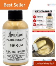 Leather Paint Pearlescent 18K Gold 4oz Non-Toxic Ideal for Customizing Shoes