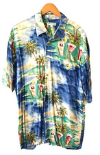 Pierre Cardin Hawaiian Shirt Mens XL Button Up Short Sleeve Pocket