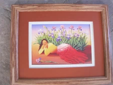 R C Gorman, Iris 11 x 14  Framed matted  print with wood 