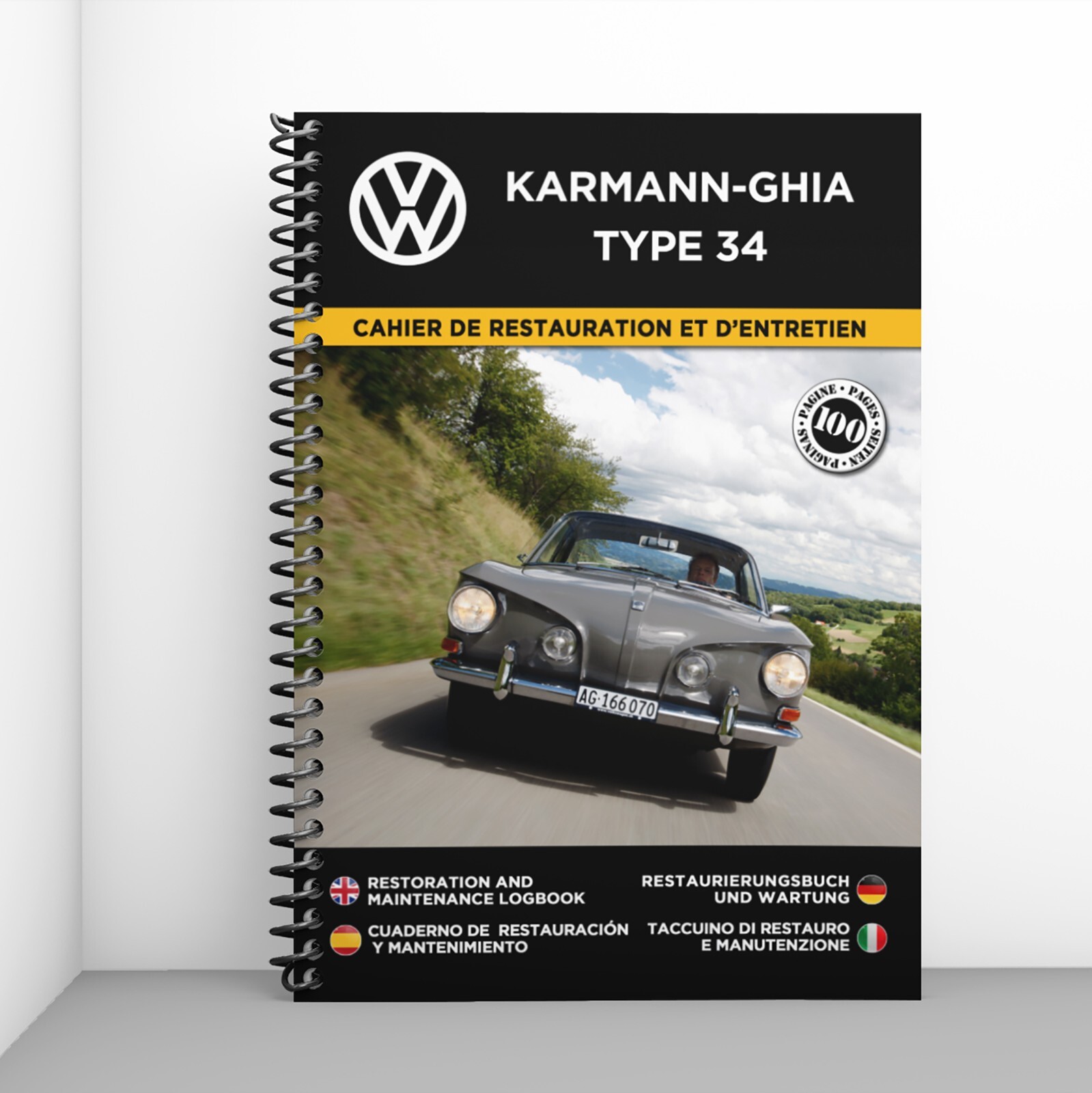Livre de bord VW Karmann Ghia T34 pour planifier la réfection moteur au garage