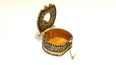 Wood Birch Bark Casket Box with Mirror Organikprodukt Handmade
