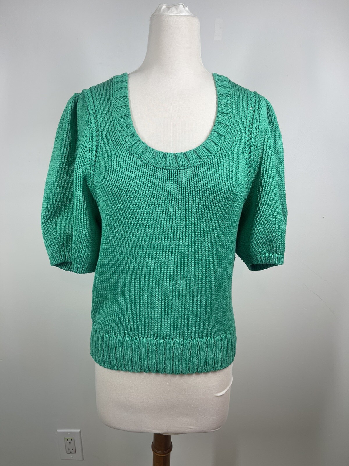 Banana Republic Womens Scoop Neck Chunky Knit Puff Sleeve Sweater Size S