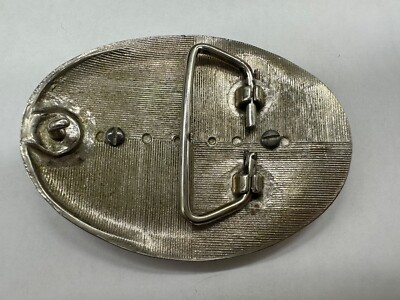 ESTATE SILVER TONE BELT BUCKLE GREEN AGATE SOUTHWESTERN  display picture 1