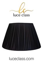 cappello paralume per lampada LUME tondo plissettato NERO arricciato paraluce