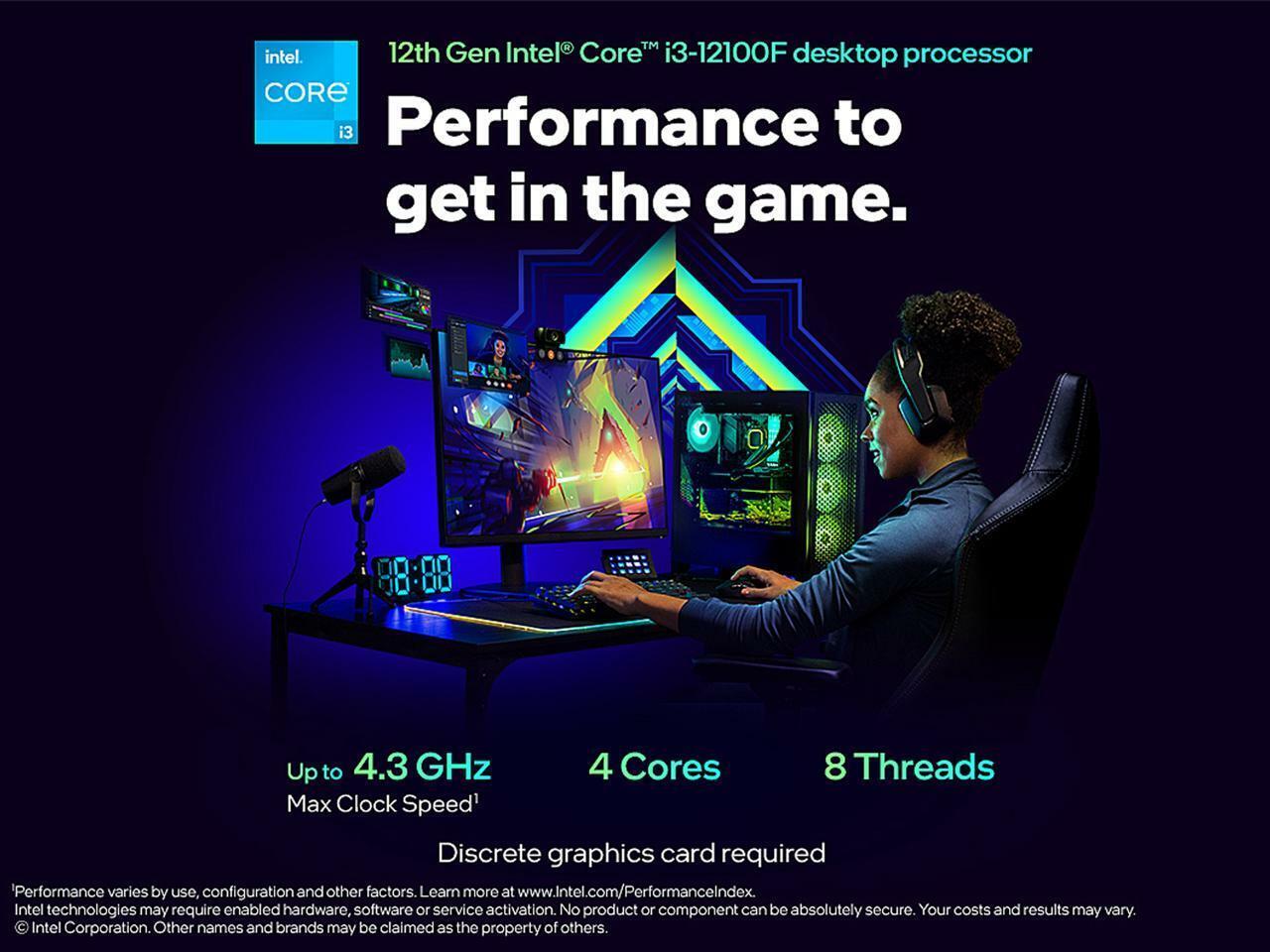 Intel Core i3-12100F - Core i3 12th Gen Alder Lake Quad-Core 3.3