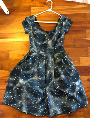 ModCloth Bea Dot Universal Constellation Dress Blue Xsmall