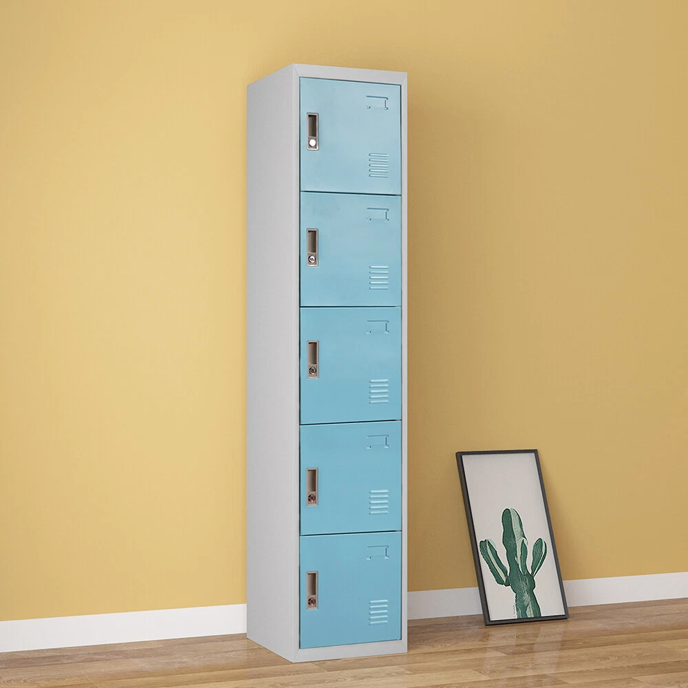 Metal Locker Gym Locker Cabinet with 5 Doors Lockable Office