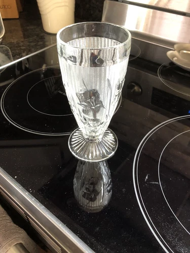 Vintage Jeannette Iris and Herringbone Clear Footed Tumbler 6 1/2"   7 Total