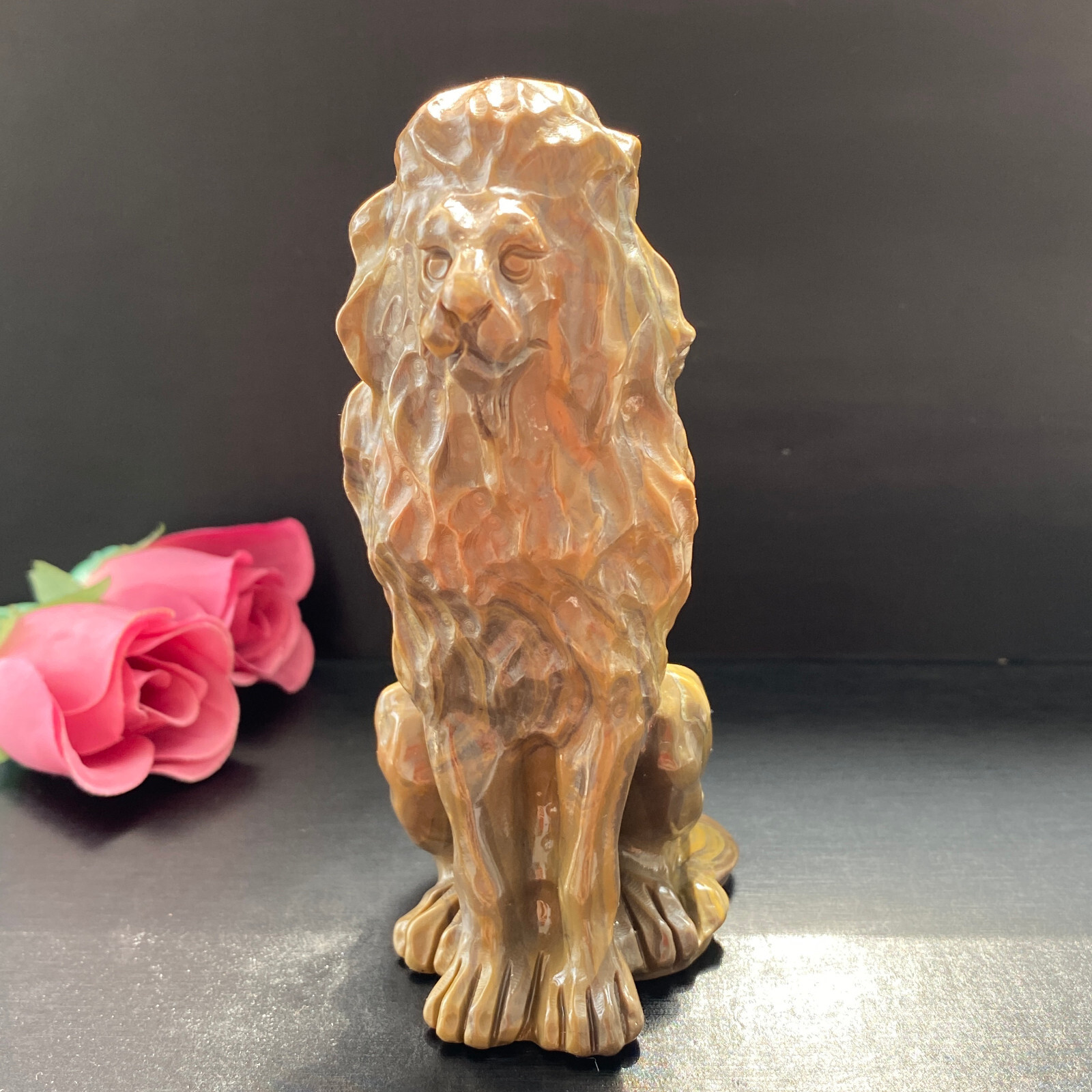Natural Long Stone Quartz Crystal Handcarved Tiger for Healing 255g