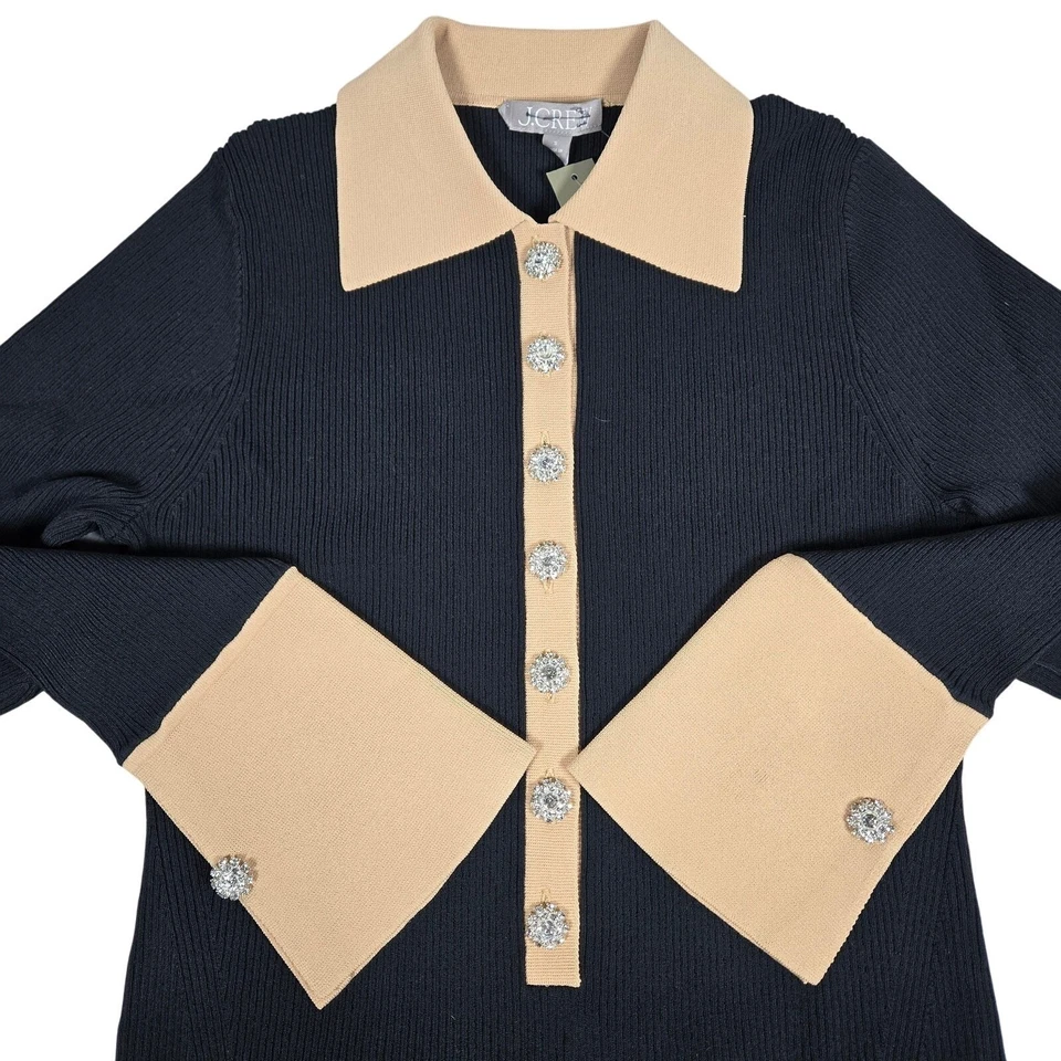 J. Crew Acanalado Polo Suéter-Vestido con Botones Joya S Nuevo Con Etiquetas Foto 3 de 4
