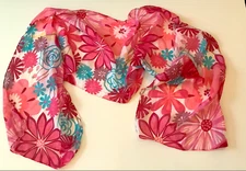 Greenbriar Intl. - Pink tropical floral rectangular scarf, 64 inches x 13 inches