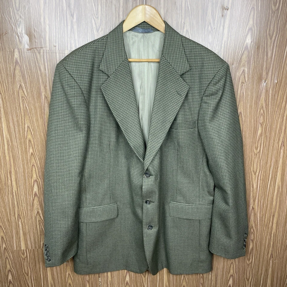 Abrigo Deportivo Haggar Para Hombre 44L Verde Multicolor Texturizado Tres Botones Hecho en EE. UU. Foto 2 de 4