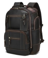 LANNSYNE Vintage Genuine Leather Backpack for men, 15.6" Laptop Backpack Trav...