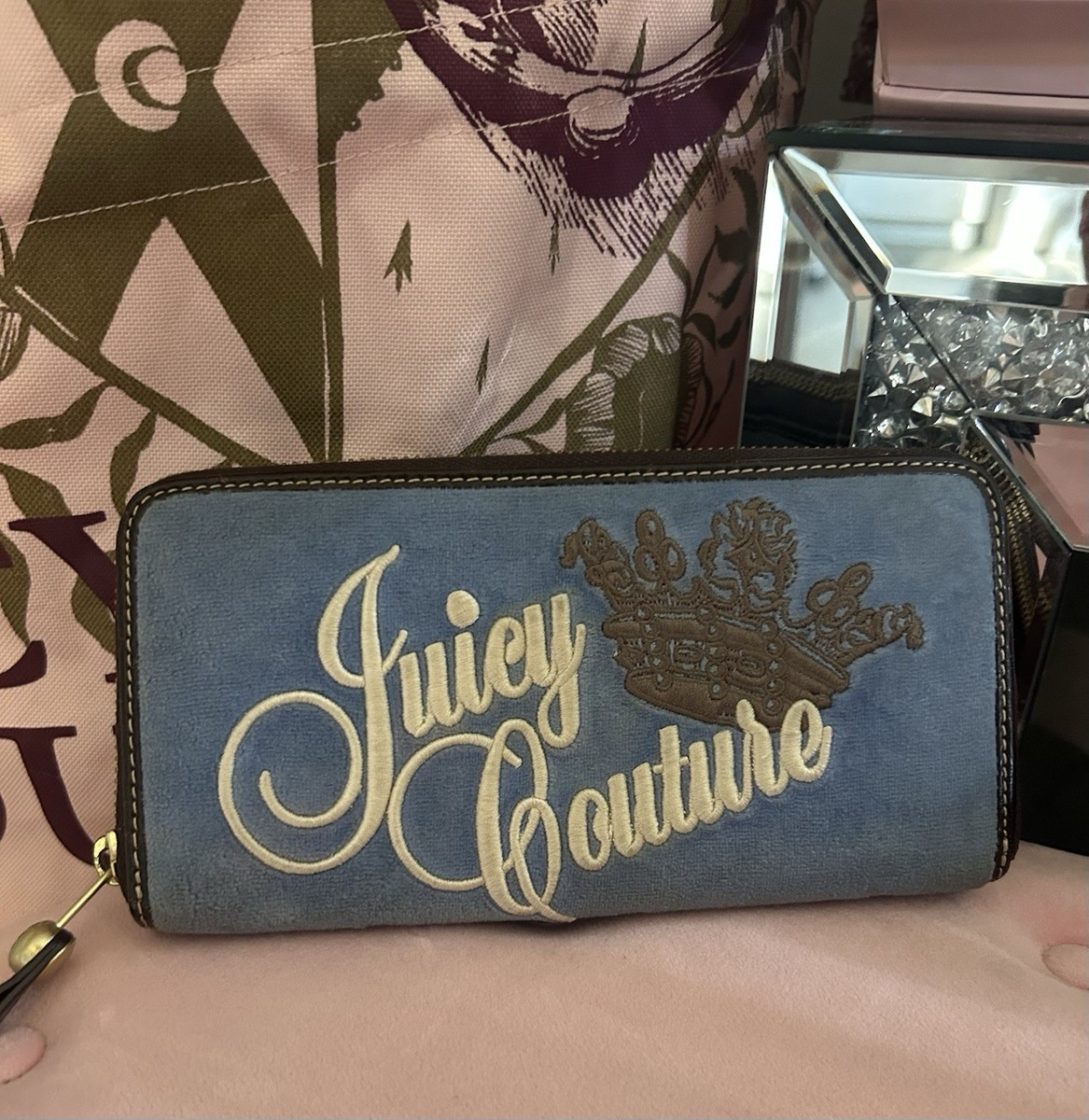 y2k❤️00s JUICY COUTURE テリア ロゴ ベロア ハンドバッグ Y2K