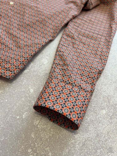 Camisa ETON Elegante Naranja y Negra Floral Calce Ajustado Para Hombre S - Imagen 2 de 17