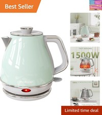 Electric Tea Kettle, 1500W /1.0L Hot Water Boiler Heater Pot, Retro Small Ele...