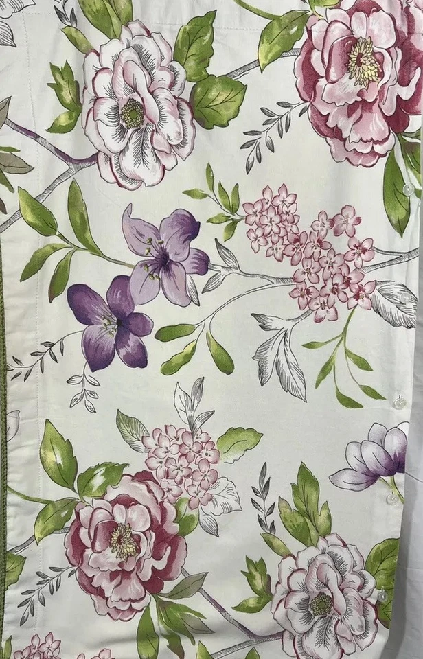 Vintage Pink Floral Green Cheetah Print King Pillow Sham Set of 2 Pair 21 X 39 - Image 3 of 4