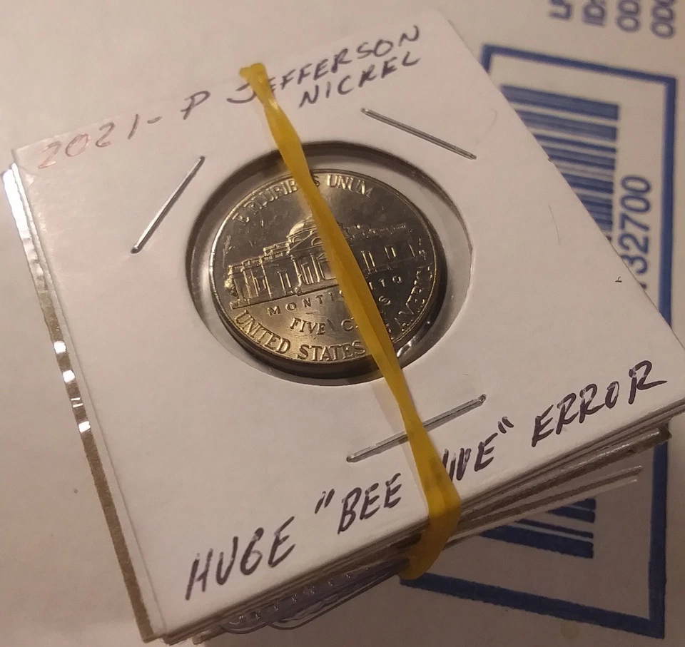 12 Pc. Lot of Jefferson 5c "Bee Hive" Die Chip Mint ERRORS 2016-2021 - Image 2 of 4