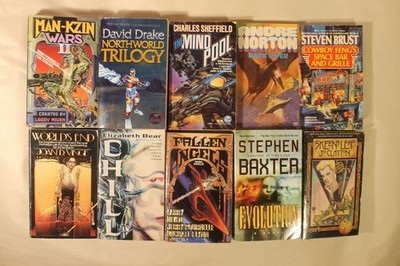 Lot of 10 Science Fiction Books - Baxter, Niven, Drake, Bear, Vinge, Norton