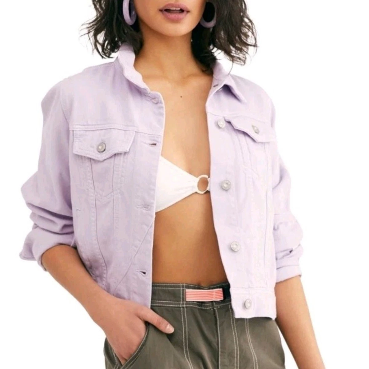 Veste Coupe-vent Free People Movement Violette - Taille Petit, Style Décontracté