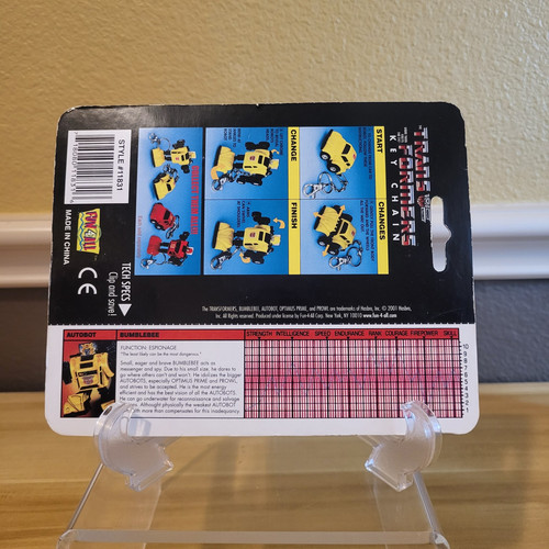 2001 Transformers Autobot Bumblebee Key Chain With Clip & Save Tech Specs, New - Picture 3 of 17