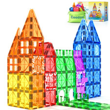 Coodoo 60 PCS Magnetic Building Tiles STEM Blocks Kids Sensory Toy Ages 3 