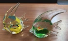 Murano Style Vintage Art Glass Angelfish Pair Figurines Paperweights Hand Blown
