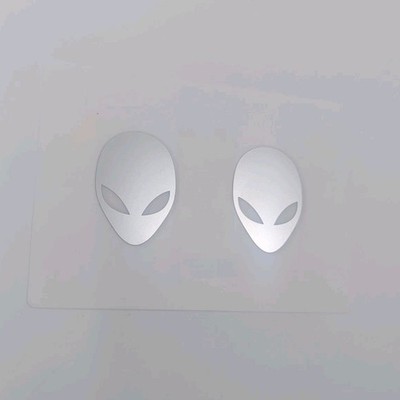 Silver Alien Head Sticker for Alienware Computer Case Mod Universal x2 Stickers