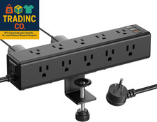 Standing Desk Clamp Power Strip with 15 Outlets, Widely Spaced Desktop Edge Moun