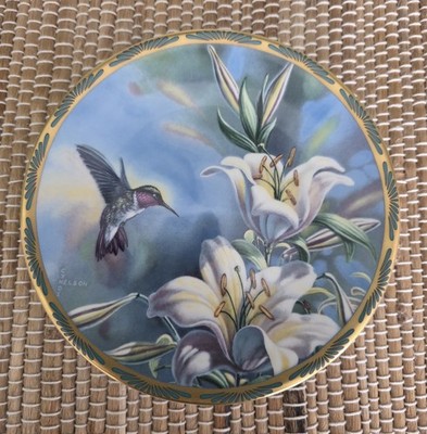 Pickard Ruby Throated Hummingbird and Lilies Collector Plate by Cyndi Nelson