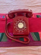   Vintage Red Rotary Dial Desk Phone 60s 70s Old School