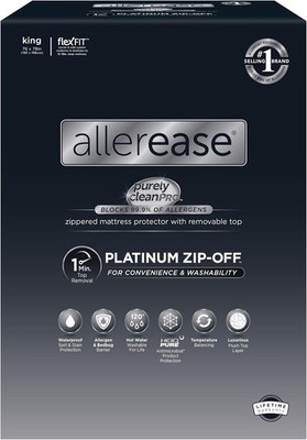AllerEase King Size Waterproof Mattress Protector with Zip-Off Top for Easy Care