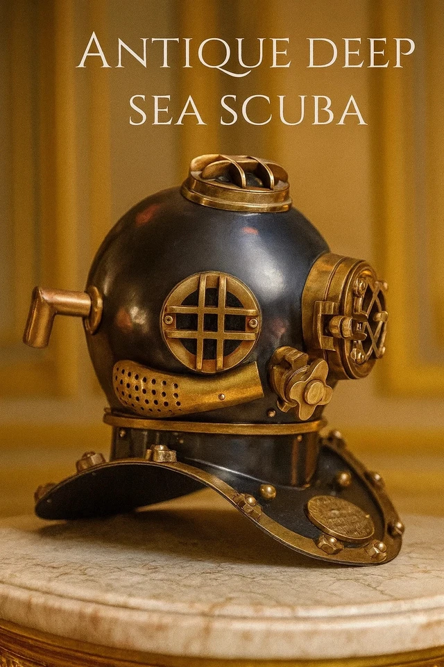 Handcrafted Brass US Navy Mark V Helmet – Antique Deep Sea Diver Collectible - Image 2 of 2