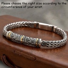 Mens Sterling Silver Vintage Hand-Knitting Bracelet Chain Bangle Jewelry Gifts