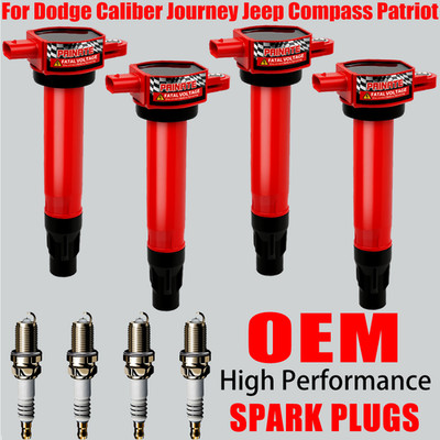 4X OEM Ignition Coil & Iridium Spark Plug For Dodge Caliber Jeep Compass UF557