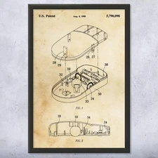 Computer Mouse Patent Wall Art: Computer Art, Lab Wall Art, IT Tech Gift