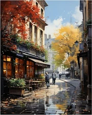 Street Paint by Numbers Kit for Adults,Street Canvas Paint by Numbers for Adults