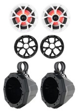 2 Rockville RKL65MBW 6.5" Marine Boat Speakers SSV Works Tower Pods w/2" Clamps